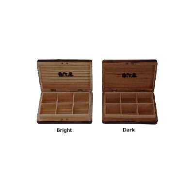 Photo9: "Jisaku-ya" Sugi-yaki Wooden Kebari Case (6 Compartments) Magnet type