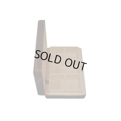 Photo3: "Jisaku-ya" Sugi-yaki Wooden Kebari Case (6 Compartments) Magnet type