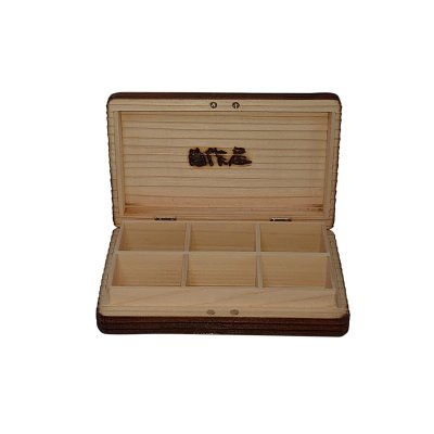 Photo4: "Jisaku-ya" Sugi-yaki Wooden Kebari Case (6 Compartments) Magnet type
