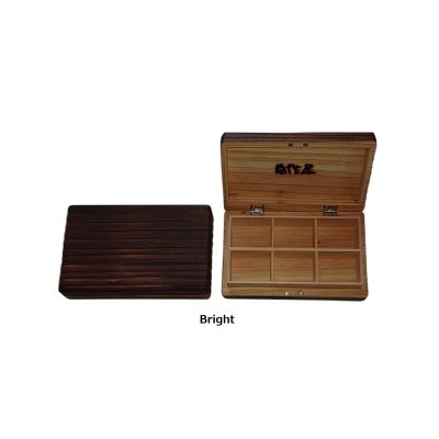 Photo1: "Jisaku-ya" Sugi-yaki Wooden Kebari Case (6 Compartments) Magnet type