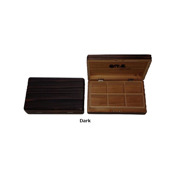 Photo12: "Jisaku-ya" Sugi-yaki Wooden Kebari Case (6 Compartments) Magnet type (12)