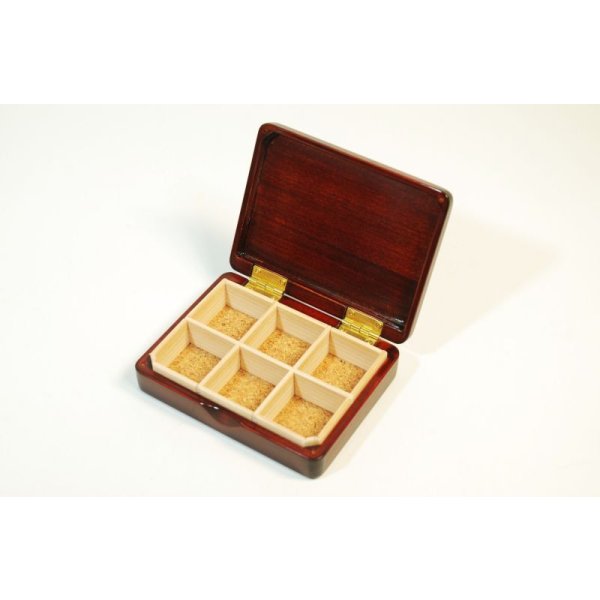 Photo3: Kura-san's Wooden Kebari Case Dark Brown(6 Compartments) Magnet type (3)