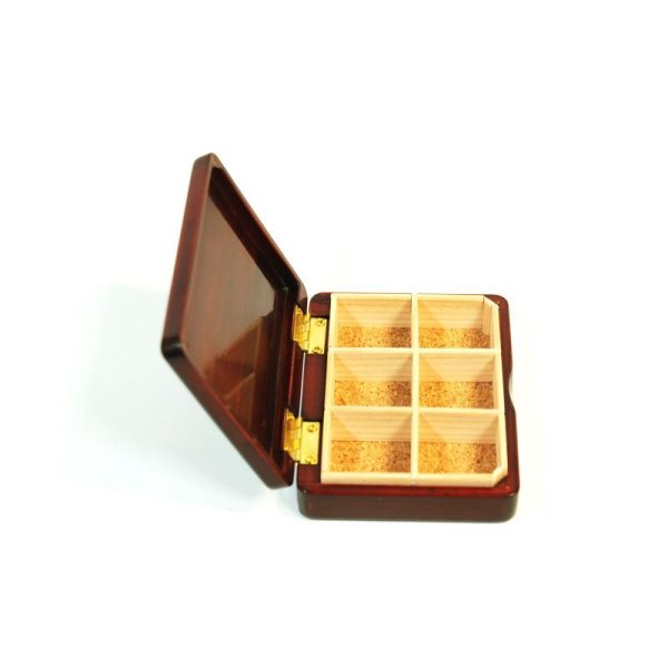 Photo5: Kura-san's Wooden Kebari Case Dark Brown(6 Compartments) Magnet type (5)